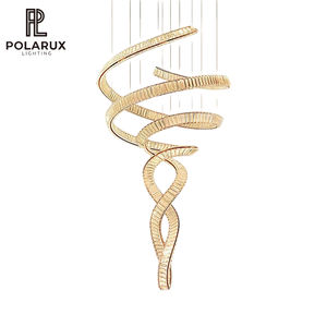 <span class=keywords><strong>Lustre</strong></span> de hall d'hôtel, décoration d'escalier de villa, acier inoxydable doré, cristal K9, art moderne, <span class=keywords><strong>lustre</strong></span> en spirale long en cristal - Product Image 1
