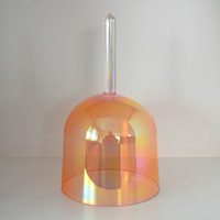 Bol chantant en cristal alchimique HF Sound Healing avec poignée, 432Hz 440Hz, cloche en quartz orange pastel portative pour la méditation