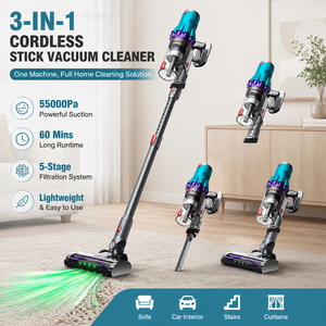 Aspiradora Inalámbrica Portátil de Mano, 300W, Sin Escobillas, 55KPa de Succión, Potente Aspiradora Vertical Inalámbrica para el Hogar - Product Image 1