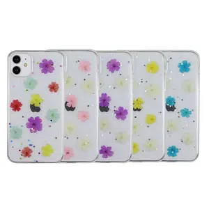 2024 Low MOQ Fashion Epoxy Dry Flower Phone Cases for Iphone 15 Pro Max 14 13 12 11 Mini