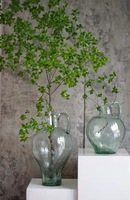 Vase en verre texturé vert, forme de pichet décoratif, porte-fleurs pour fleurs séchées, décoration de table à domicile