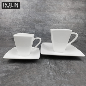 <span class=keywords><strong>Tasse</strong></span> à café carrée de 110 ml avec soucoupe et logo personnalisé - Product Image 1