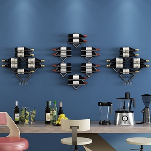 Support mural en métal noir pour bouteilles <span class=keywords><strong>de</strong></span> <span class=keywords><strong>vin</strong></span>, organisateur <span class=keywords><strong>de</strong></span> rangement pour la maison, la cuisine ou le bar - Product Image 3