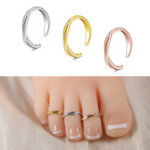 Stainless Steel Adjustable Toe <b>Rings</b> for Women Plated 18k Gold Jewelry <b>Open</b> Foot <b>Ring</b> Set Various Types Band Beach Girls - Product Image 5