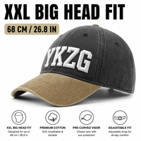 Casquette de baseball YKZG XXL beige et noire contrastée, style Dad Hat, pour grandes têtes (68 cm), couronne profonde, taille extra large, 100 % coton, casquette de soleil