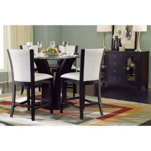 DB Modern Contemporary Set of 2 Counter Height <b>Dining</b> <b>Chairs</b> <b>White</b> Faux Leather Upholstered Espresso Finish Hardwood Solid Seat - Product Image 5