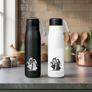 Bouteille d'eau en métal personnalisée avec logo imprimé Radha Krishna - Cadeau élégant pour la rentrée scolaire et Thanksgiving, coffret cadeau pour le bureau - Product Image 1