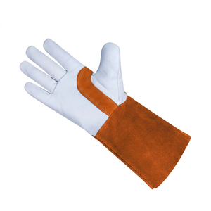 Heavy Duty <b>Leather</b> Work <b>Gloves</b> with Long Gauntlet Cuff for Welding Cow Grain <b>Leather</b> Welding Safety <b>Gloves</b> with Long Split - Product Image 5