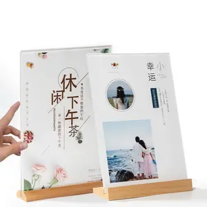 A4/A5/A6 Acrylic Wood Sign Table Card Holder Postcard Photo Picture Display Stand Wooden Menu Card Holder