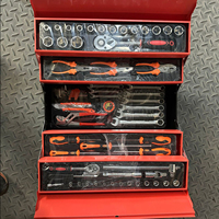 Kit de réparation de machine à vapeur 85 pièces en acier au chrome-vanadium, boîte à outils ménagère pliable à trois niveaux avec pinces