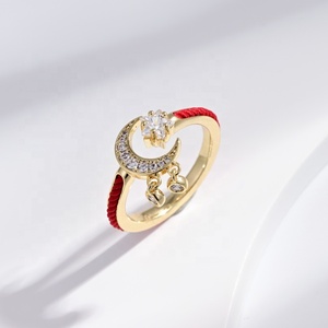 factory price plata 925 <b>sterling</b> <b>silver</b> unique red string <b>ring</b> open star moon gold plated woman fashion dainty <b>adjustable</b> <b>rings</b> - Product Image 1