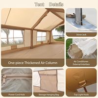 Carpa Inflable para Glamping de 17.28m², Doble Puerta, Un Dormitorio/Sala de Estar, Tres Claraboyas, Chimenea, Bolsa de Almacenamiento, Puertas y Ventanas de TPU