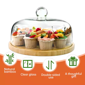 Acacia bambù appeso in legno rotante porta Dessert cilindro legno Cupcake espositore torta stand per matrimonio con coperchio in acrilico - Product Image 4