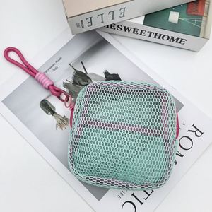 Sac en nylon à fermeture éclair en maille style Dopamine, sac de rangement cosmétique, porte-monnaie portable, petit et tendance - Product Image 5