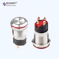 Bouton-poussoir LED en acier inoxydable de 12 mm, étanche, avec symbole d'alimentation, à actionnement momentané ou à enclenchement, bouton métallique pour voiture et équipement industriel