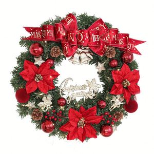 New Christmas Wreath <b>with</b> <b>Lights</b>, Thickened <b>Garland</b> for Door & Wall Hanging, Xmas Home Decor Ornament - Product Image 3