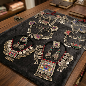 Beautiful Islamic Stainless Steel Trendy Customized Afghan Set Women Featuring Vibrant Ethnic Beadwork Crystal Rhinestone - Product Image 3