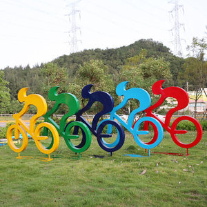Sculpture de <span class=keywords><strong>Jardin</strong></span> Minimaliste Moderne Faite à la Main en Fibre de Verre, Ornement de Cycliste pour l'Extérieur, l'École, la Course et les Sports - Product Image 1