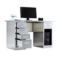 Bureau d'ordinateur en acier inoxydable, console médicale de laboratoire, bureau en acier inoxydable pour atelier sans poussière