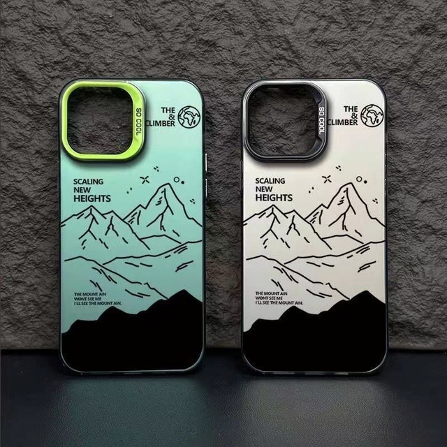 Simplified-line Mountain Design for iPhone 16 Pro Max Phone Case, Shock-resistant.