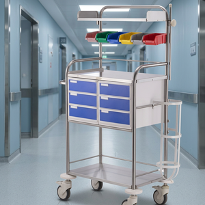 Chariot d'urgence médical en acier inoxydable pour hôpital avec tiroirs de rangement - Product Image 2