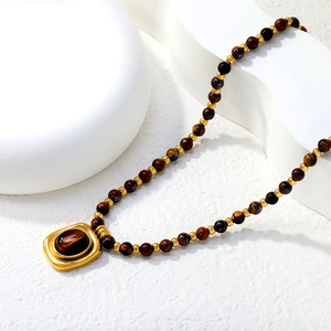 Collar de Clavícula con Ojo de Tigre, Chapado en Oro de 18k, Colgante Geométrico, Regalo Casual, Cadena de Moda para Suéter - Product Image 2