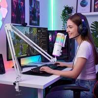 ONIKUMA M530 USB-Kondensatormikrofon mit Stummschaltung & Monitorfunktion 360° °   Drehbar und faltbar für Streaming, Podcasts, Gaming und Aufnahmen