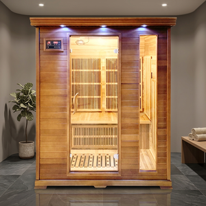 3 Lights Far Infrafred Indoor Detox Sauna Rooms Solid Wood 3 Person Cedar Low EMF Sauna for Sale - Product Image 1