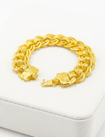Bracelet à double chaîne épaisse pour homme, tendance géométrique, plaqué or 24 carats, bijoux Z H - Cadeau