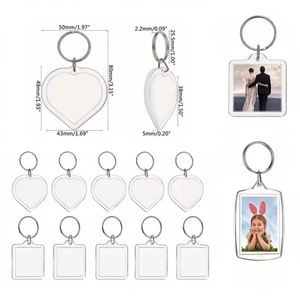 Llavero de Acrílico Transparente Personalizable con Forma de Corazón, Rectángulo o Círculo, Marco de Fotos en Blanco para DIY - Product Image 4