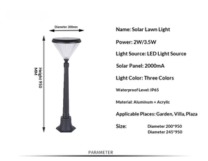 Lámpara <span class=keywords><strong>Solar</strong></span> de Aluminio para Jardín con Control Remoto, Enchufe para Suelo, IP65, para Jardín, Comunidad, Villa, Patio, Iluminación Vertical Decorativa - Product Image 6