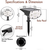 Wason Factory 20LED ultra lumineux IP65 extérieur étanche paysage solaire Spot sans fil jardin pelouse Spike Light