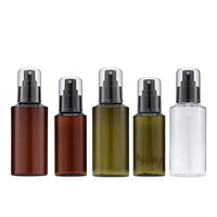 Bouteille en plastique d'emballage de couleur personnalisée 100ml 150ml Bouteille de lotion en spray PET transparente brune avec pompe noire