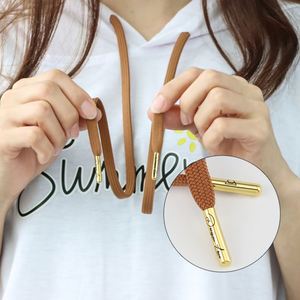 Custom Printed Coated Flat Drawstring Cord 12mm Diameter Cotton with Zinc Alloy Tips for Bags & Garment - Product Image 3