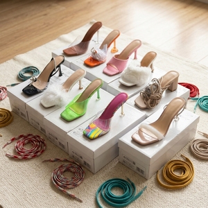 Sandali con Tacco Alto da <span class=keywords><strong>Donna</strong></span> per Feste e Matrimoni, <span class=keywords><strong>Scarpe</strong></span> Estive alla Moda con Punta a Spillo e Tomaia in PU, Vendita all'Ingrosso - Product Image 1