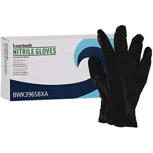 Guantes de Nitrilo Negros Sin Polvo Boardwalk Serie 396, 4.4 Mil de Grosor, 9.5 Pulgadas de Largo, Desechables, Talla Pequeña, 100/Caja - Product Image 1