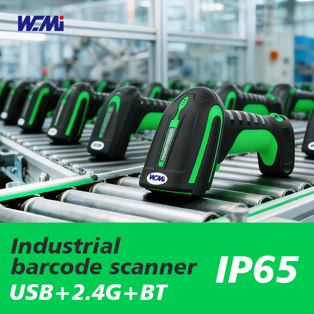 WCMI Handheld IP65 Rugged Industrial Barcode Scanner 1D/2D Long-Range USB with 360 Rotation and 2-Year Warranty