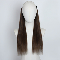 Extensions capillaires à fil invisible couleur balayage brun, cheveux humains brésiliens vierges doublement tirés, extension halo