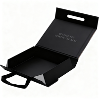Emballage en papier cartonné noir de luxe avec fermeture magnétique, impression UV personnalisée, coffret cadeau pour flacon de parfum et de maquillage