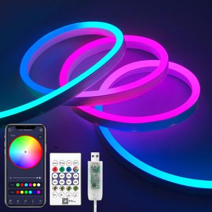 רצועת תאורת ניאון RGB בגודל 6.56 רגל, 5V USB, עם בקר מגע, תאורת חבל גמישה לחדר שינה ועיצוב הבית - Product Image 2