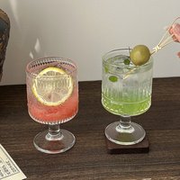 Gobelet en verre gaufré vintage à motifs variés, avec pied, pour jus, cocktails, desserts, pour la maison, les restaurants, les mariages, la vaisselle de table