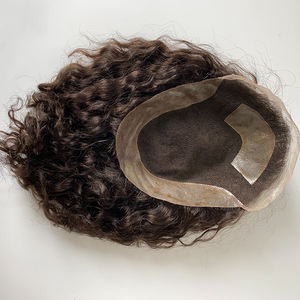 Vente en gros de dentelle de qualité supérieure avec base en PU 12 pouces vague noire hommes toupets remplacement postiche 100% cheveux humains toupet pour hommes - Product Image 2