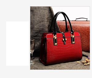 Borsa a tracolla da <span class=keywords><strong>donna</strong></span> in pelle di coccodrillo con chiusura a cerniera alla moda con Design verniciato con motivo geometrico - Product Image 3