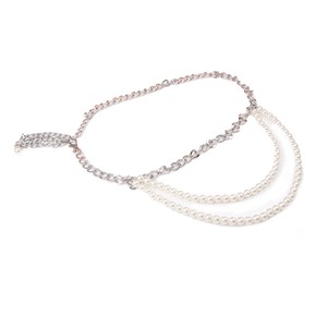 Chaîne de taille multi-couches tendance européenne et américaine en imitation perle et métal pour femme, chaîne de corps rétro réglable 115 cm - Product Image 5