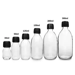 Miệng Nhỏ Trong Suốt 30Ml-500Ml Syrup Chai Dược Phẩm Chai Thủy Tinh Cho Chất Lỏng Bằng Miệng Với Nắp Nhựa