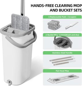 Stainless Steel Flat <b>Mop</b> Microfiber Head Bucket Durable Eco-Friendly Multi-functional High Capacity Folding Wringing Quick <b>Dry</b> - Product Image 5