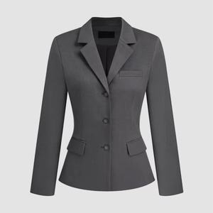 Blazer de oficina de color sólido para mujer con botón de solapa Top de traje elegante para mujer - Product Image 1