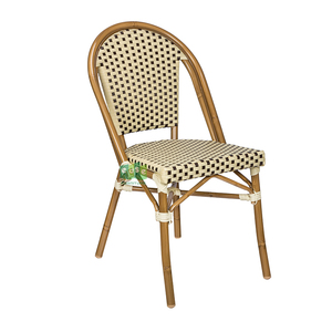 (E200779-W104b) <span class=keywords><strong>Chaises</strong></span> de bistrot françaises en aluminium imitation bambou pour l'extérieur, en rotin, pour café - Product Image 4