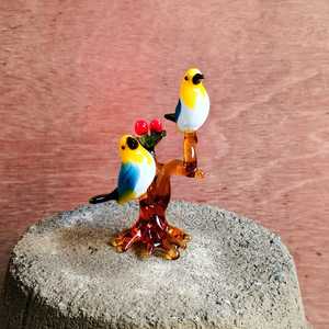 Ensemble de figurines d'oiseaux en verre soufflé à la main, thème animal coloré, ornement décoratif, artisanat d'art fait main - Product Image 2