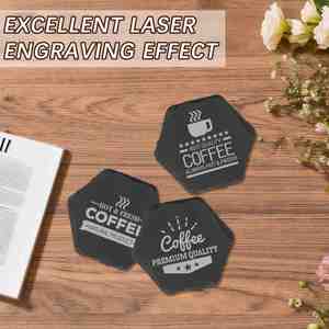 Sous-verres en ardoise noire classiques personnalisables avec logo, réutilisables, promotionnels pour restaurants, vierges pour gravure laser, vente en gros - Product Image 2